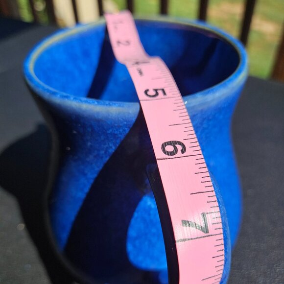 Vintage 2003 Pigeon River Pottery Handmade Blue Marble Glazed 7 Inch Pitcher - Picture 11 of 16